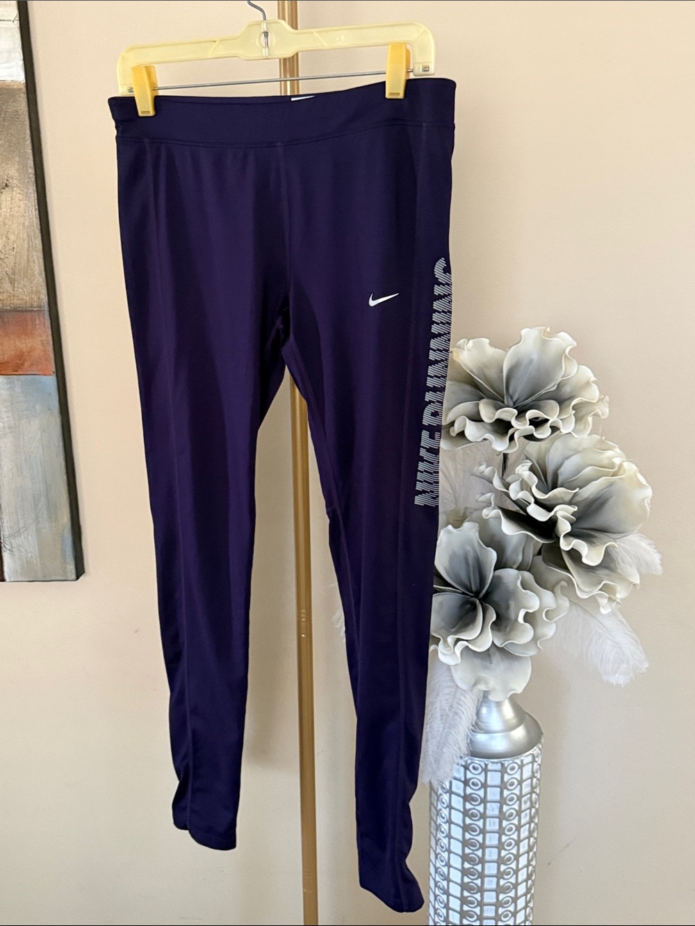 Nike Purple Girls' Performance Leggings with Side Logo